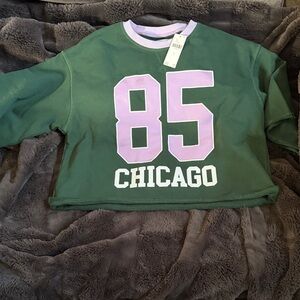 Anthropologie Green and Purple Crop Top